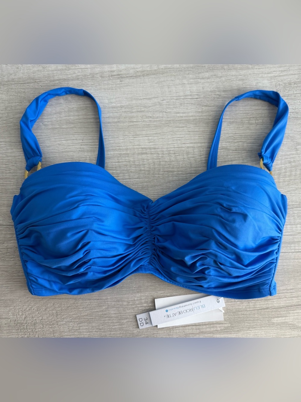 Bleu by Rod Beattie Women’s Blue Shirred Underwire D-Cup Bikini Top Size 34DD
